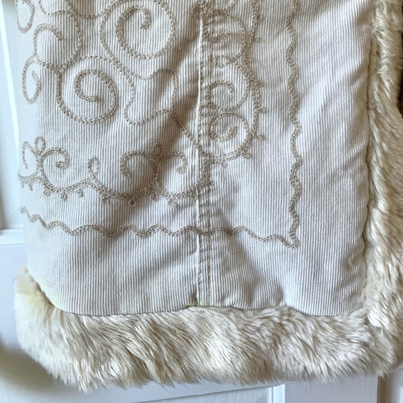 Free People Fur Lined Cream Corduroy Coat - Picture 5 of 6